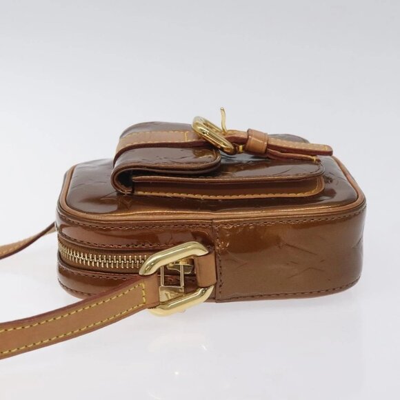 LOUIS VUITTON Monogram Vernis Christie PM Shoulder Bag Bronze M91111 Auth 130923 - Picture 4 of 16
